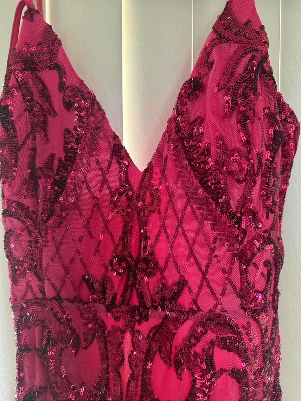 Saved By The Dress Lovely Day Pink Sequin Formal Gown Large